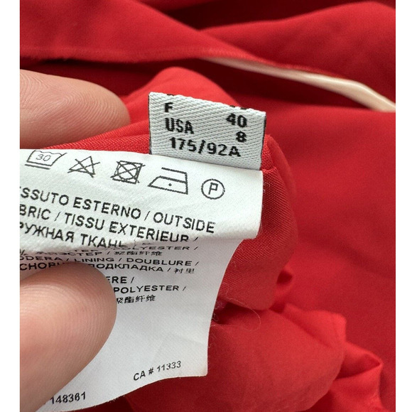 Pinko Red Dress Off The Shoulder Ruffle Detail Flutter Sleeve Womens 8 - Picture 7 of 11